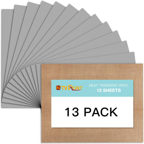 Silver HTV Heat Transfer Vinyl Bundle: 13 Pack 12" x 10" Silver Iron on Vinyl for T-Shirt, Heat Transfer Vinyl Compatible with Cricut Cutting Mach...