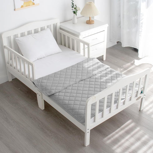 Toddler Blanket for Daycare, Baby Crib Nap Blankets Comforter, Quilted Kids Cot Bed Blanket 30"x40", Soft Throw Blanket for Kids, Lightweight Grey...