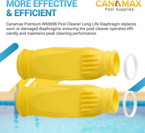 Canamax Premium W69698 Pool Cleaner Long Life Diaphragm - Replacement for Zodiac Baracuda G3,G4 Alpha 2 3 - Fit with W81701 W81700 W81600- Pack of...