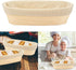 2 PCS 10 inch Oval Long Banneton Brotform Bread Dough Proofing Rising Rattan Basket & Liner for Professional & Home Bakers...