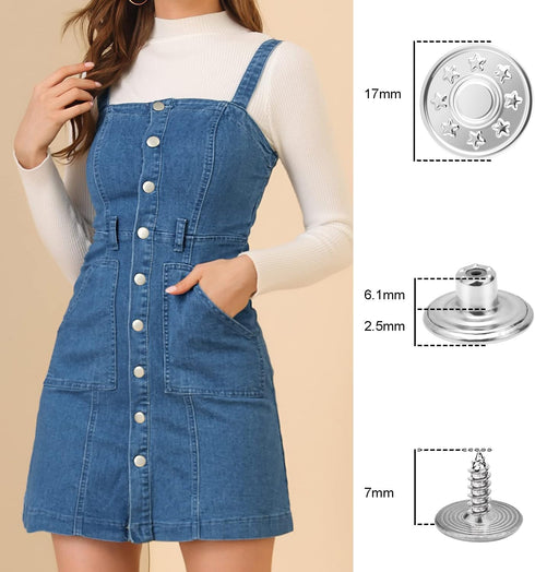 CooBigo 24Sets Metal Buttons for Jeans, 17mm No-Sew Nailess Removable Jeans Button for Jacket Coat, Loose Jeans, Pants DIY Sewing Replacement Acce...