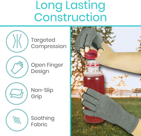 Vive Arthritis Gloves (2 Pairs) - Men Women Rheumatoid Compression Hand Glove for Osteoarthritis - Arthritic Joint Pain Relief - Carpal Tunnel Wri...