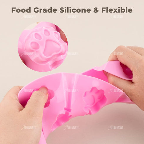 AUEAR, 2 Pack Paw Silicone Lollipops Mold with Sticks 6-Capacity Chocolate Hard Candy Cat Dog Pet Print Ice Cream Making Fondant Cupcake Topper De...