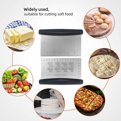 Plastic Bread Scraper Dough Cutter with Measuring Scale Multipurpose Bench Scraper Kitchen Tool Pastry Scraper for Cake Baking Food Pizza Stainles...