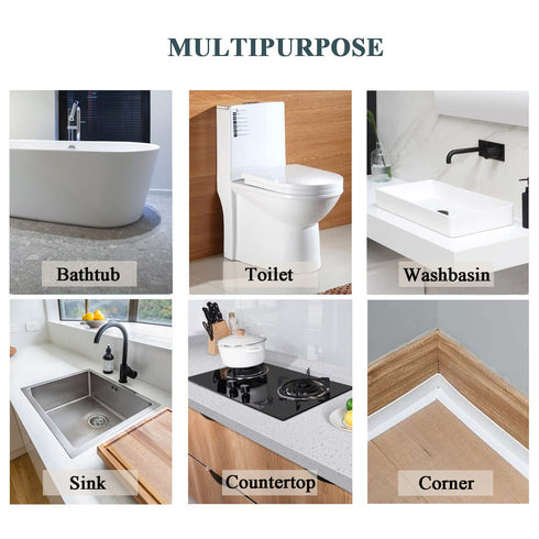 Kitchen & Bath Caulk Tape Sealant Strip, 1.5''x10.5FT PVC Self Adhesive Toilet Caulk Strip Waterproof Caulking Tape, Decorative Sealant Tape for T...