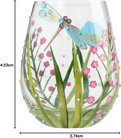 Enesco Lolita Stemless Dragonfly Wine Glass, 4.53-inch Height, 1 Count (Pack of 1)...