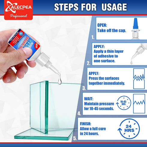 30g Glass Glue - Fast-Curing & Weatherproof Adhesive for Glass Repair, Jewelry, Art, Crystal, Mirror and More - Quick Set in 15 Seconds...