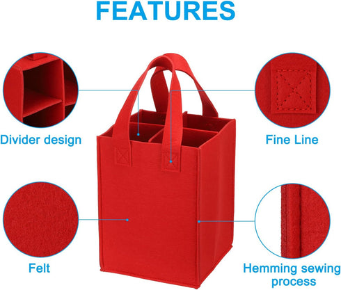 PATIKIL 4 Bottle Wine Carrier Tote Bag, 2 Pack Wine Bottle Carrying Bag with Divider Reusable Wine Storage Bag Felt Grocery Bags Portable Gift Bag...