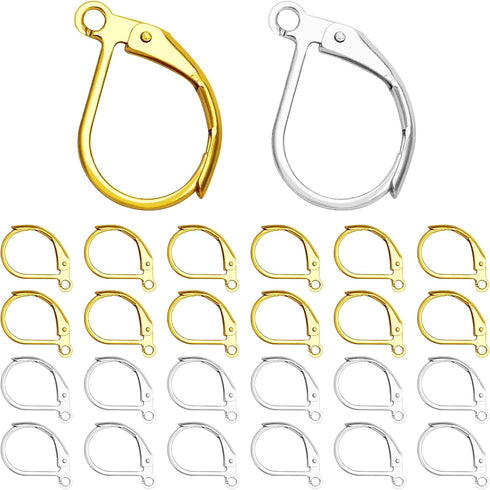 400pcs Leverback Earring Hooks Hypoallergenic Earring Hooks French Earring Hooks Leverback Earwire Findings French Ear Wire Lever Back Hoops for D...