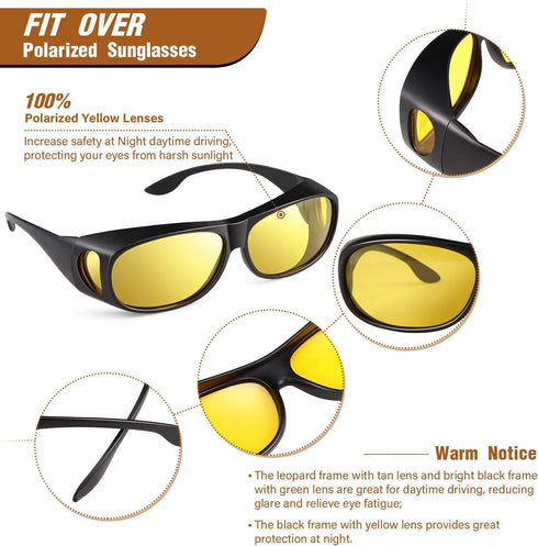 Frienda 3Pcs Fit Over Sunglasses Men Women Polarized Lens Wrap Over Glasses Driving Sport Oversize Eyeglasses...