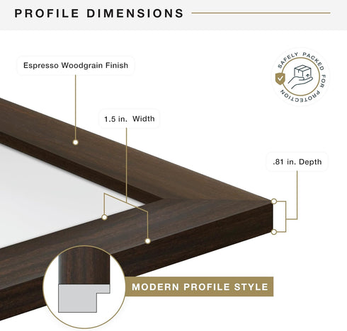 MCS Museum Poster Frame 16x24 Espresso Woodgrain, Vertical & Horizontal Wall Hanging Large Picture Frame for Photos, Posters & Art Prints (1-Pack)...