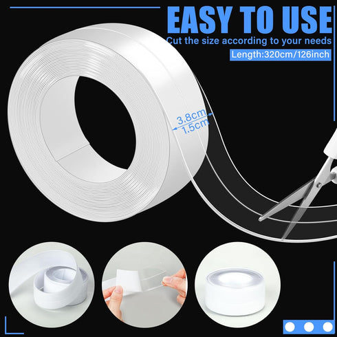 Clear Caulk Tape 10.5' x 1.5'' Waterproof Self Adhesive Caulk Strip Bathtub Sealant Tape Caulking Tape Sealing Strip Oil Proof Bathroom Caulk for ...