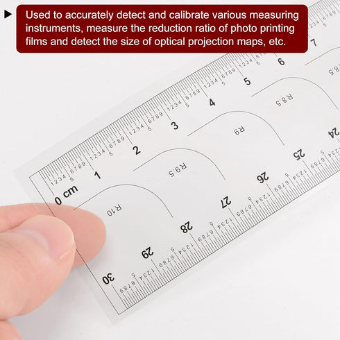 Film Flexible Ruler 30cm 0.5mm Scale with R Angle PET Plastic Folding Straight Ruler Calibration Soft Ruler Measuring Tool for Factory, Transparen...
