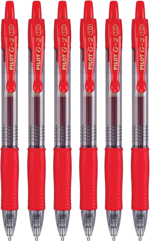 PILOT G2 Premium Refillable & Retractable Rolling Ball Gel Pens, 1.0mm Bold Point, Red, 6-Pack...