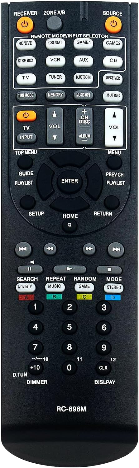 RC-896M Replaced Remote Control fit for Onkyo AV Receiver TX-SR444 TXSR444...