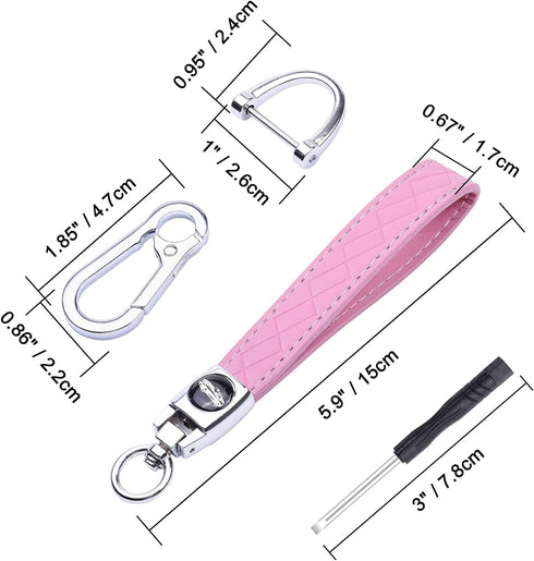 Wisdompro Microfiber Leather Car Keychain, Universal Key Fob Keychain Leather Key Chain Holder with 3 Keyrings and 1 Screwdriver for Men and Women...