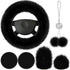 Frienda 6 Pieces Fluffy Car Accessories Set Fluffy Steering Wheel Cover Soft Fuzz Handbrake Cover Gear Shift Cover Bling Car Mirror Fuzz Car Decor...