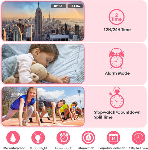 CakCity Kids Watches Digital Sport Watches for Girls Outdoor Waterproof Watches with Alarm Stopwatch Leisure Child Wrist Watch Ages 5-10...