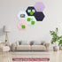 PATIKIL Hexagon Felt Board Tiles, 4 Pack Self Adhesive Moon Wall Pin Bulletin Board with Push Pins for Photos Memos Home Office Decor, Purple...