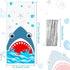 100 Pieces Shark Party Bags, 12.5 x 27.5 cm/ 4.9 x 10.8 Inch Shark Plastic Candy Bags Sea Birthday Goodie Favor with 100 Silver Twist Ties for Sum...