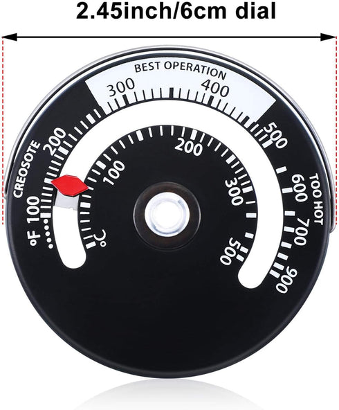 Frienda 1 Piece Wood Stove Thermometer Magnetic Oven Temperature Meter for Wood Burning Stoves Fire Stove Pipe Thermometer for Avoiding Stove Fan ...