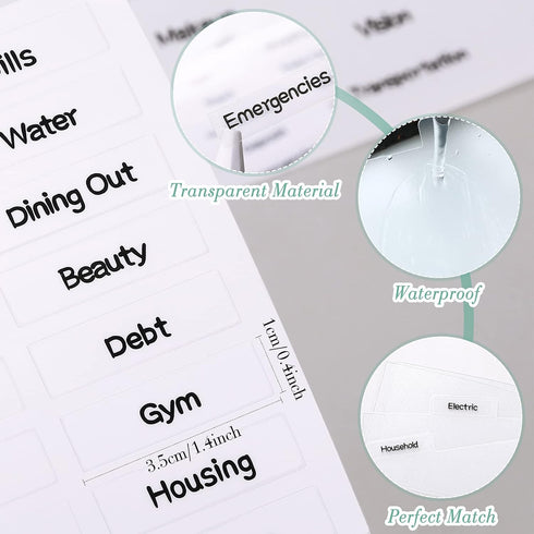 11 Pieces Cash Envelope Wallet PU Leather Cash Envelopes Cash Wallet Reusable Budget Envelope Cash Dividers for Wallets with Cash Envelope Tab Sti...