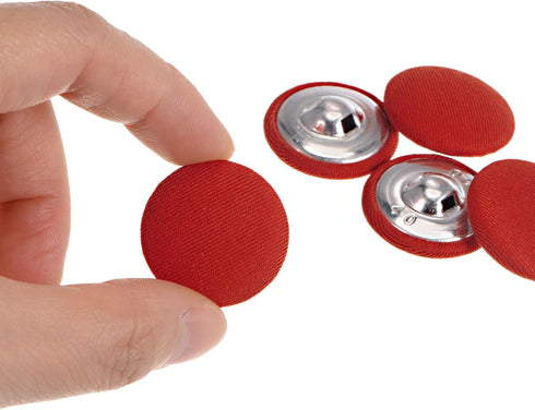 10pcs 40L Fabric Cloth Covered Button 25mm Round Metal Shank Sewing Buttons for Suits Dress Blouses, Red...