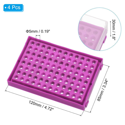 PATIKIL 96 Wells PCR Tube Rack for 0.2ml Test Strips Tubes, 4pcs Waterproof Tubes Filling Tray Centrifuge Tube Holder, Purple...