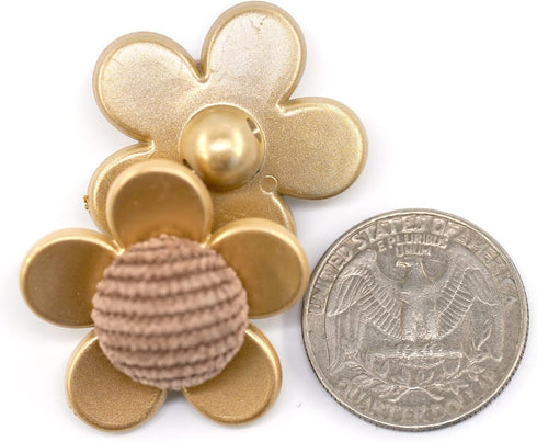 20 pcs Flower Brown Fabric Core Sewing Shank Coat Buttons -30mm -1 3/16"...