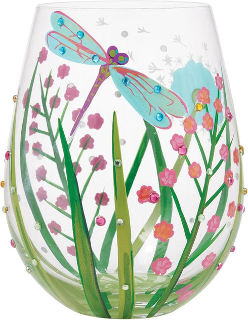 Enesco Lolita Stemless Dragonfly Wine Glass, 4.53-inch Height, 1 Count (Pack of 1)...
