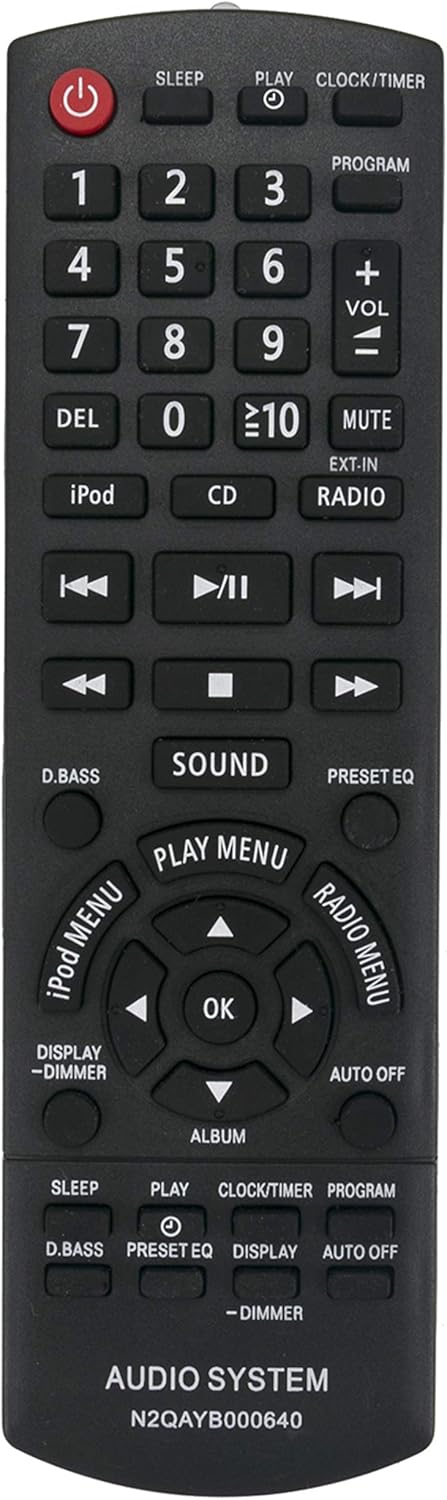 N2QAYB000640 Replaced Remote fit for Panasonic SC-HC25 SA-HC25 SC-PM500 SA-PM500 SB-PM500 SC-PM500DB SA-PM500DB SB-PM500 CD Stereo System Compact ...