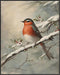 Posterizer 1 pcs-little bird in snowy winter scene-oil painting style -7-Art for Animal Lovers-Landscape & Nature Art-Decor for Home & Office- unf...