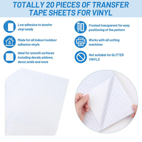 Clear Selizo 25 Pack Contact Paper Decal Low Tack Vinyl Ease Paper Transfer Tape for Cricut Vinyl Craft...