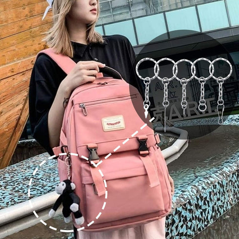 50pcs Silver Key Chain Rings Kit Flat Metal Split Key Rings with Chain and Jump Rings Key Chain Rings Accessories for Jewelry Key Rings Crafts Jew...