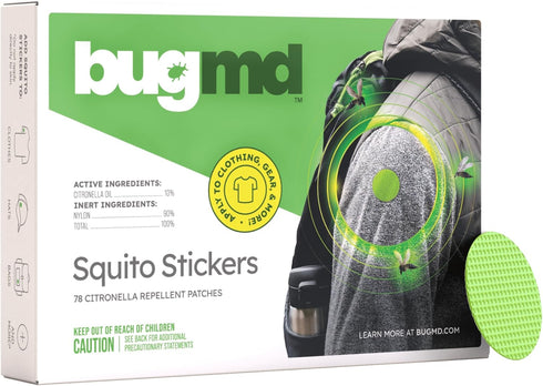 BugMD Squito Stickers Mosquito Repellent Patch Stickers for Adults (78 Stickers), Safe & Effective Insect Repellent Patches for Toddlers, Kids, Ca...