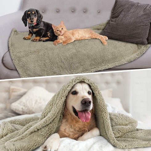 PetAmi Fluffy Waterproof Dog Blanket for Small Medium Dogs, Soft Warm Pet Sherpa Throw Pee Proof Couch Cover, Reversible Cat Puppy Bed Blanket Sof...