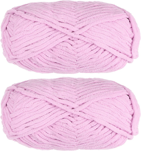 2Skeins Chenille Yarn Blanket Yarn 2x100g/7.1oz #6 Super Bulky Polyester Soft Knitting for Crochet Weaving Bag Scarf Hat, Light Purple......