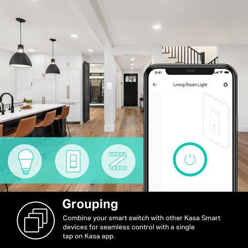 Kasa Smart Dimmer Switch HS220, Single Pole, Needs Neutral Wire, 2.4GHz Wi-Fi Light Switch Compatible with Alexa and Google Home, UL Certified, No...