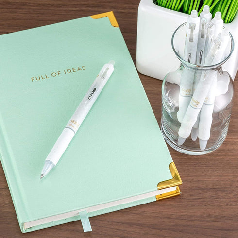 Pilot Frixion Erasable Pens 0.5 Ball Clicker Gel Ink Retractable Pen - Extra Fine Point - White Barrel - Black Ink - Pack Of 3 Pens And 2 Refills...