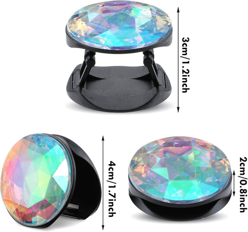 6 Pieces Plastic Disco Crystal Phone Grip Collapsible Crystal Phone Grip Holder Adhesive Foldable Expanding Finger Stand Holder Kickstand Grip for...