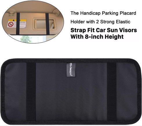 Handicap Placard Holder for Auto, Wisdompro Disabled Parking Permit Sign Protector for Car Sun Visor with Note Paper Slot, Pen Holder and Elastic ...