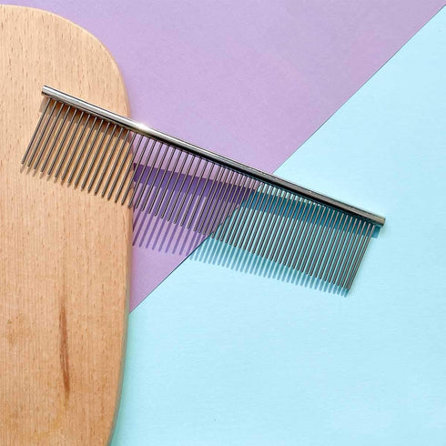 Pet Steel Comb Stainless Steel Grooming Comb with Rounded Ends Steel Combs for Dog Cat Steel Greyhound Comb Stainless Steel Cats Teeth Comb Profes...