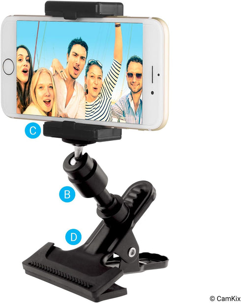 Universal Phone/Camera Holder with Flexible Gooseneck and Strong Clamp - for Mobile Photography, Vlogs, Videos, GPS, etc. - Ball and Socket - Trip...