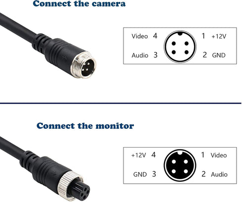 (17FT / 5m Backup Camera Cable, 4-pin Aviation Video Extension Cable, Car Video Extension Cable Backup Camera Extension Cable,AV Extension Cable C...