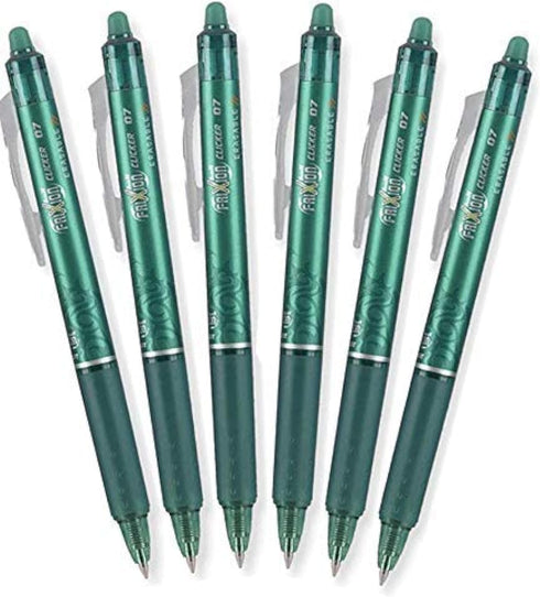 Pilot FriXion Clicker 0.7mm, Erasable Gel Pens, Fine Point, Green Ink, Pack Of 6...