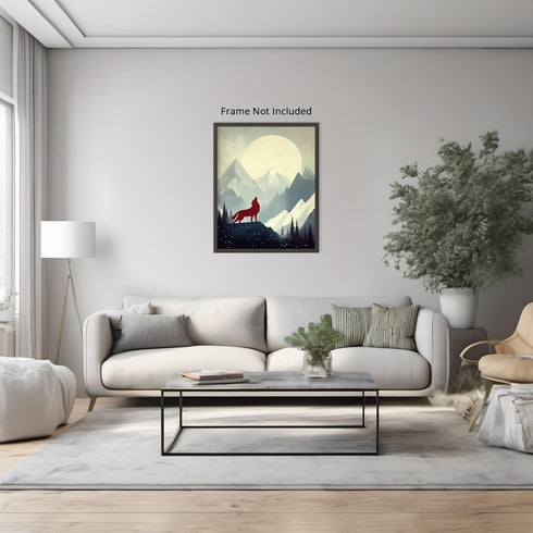 Posterizer 1 pcs-beautiful howling lone wolf under the full moon 3-Art for Animal Lovers Gift for Art Lovers Decorations for Bedroom, Office, Livi...