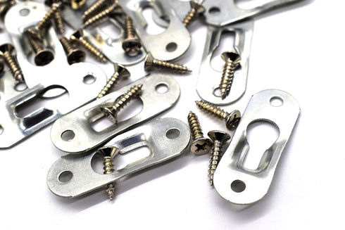 AUEAR, Metal Keyhole Hanger Picture Frame Mirror Cabinet Hanging Fasteners Hardware Flush Wall with Mount Hardware Screws (20 Pack, Silver)...