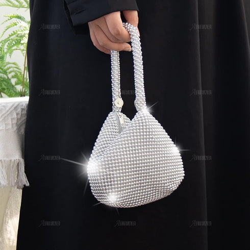 AUEAR, Triangle Bling Sequins Zipper Pouch Mini Size Women's Evening Clutch Bag Luxury Full Purse Sparkly Handbag for Prom Cocktail Party Wedding ...