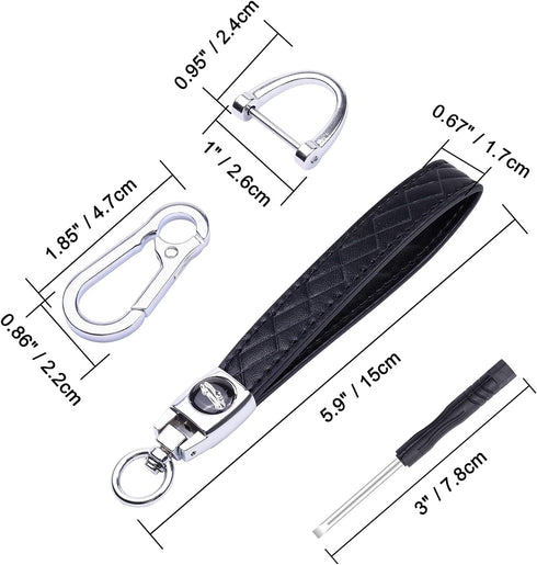 Wisdompro Microfiber Leather Car Keychain, Universal Key Fob Keychain Leather Key Chain Holder with 3 Keyrings and 1 Screwdriver for Men and Women...