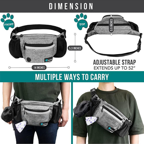 PetAmi Dog Fanny Pack, Treat Pouch for Dog Walking, Training, Built in Poop Bag Dispenser, Water Bottle Holder, Collapsible Bowl, Pet Treat Waist ...
